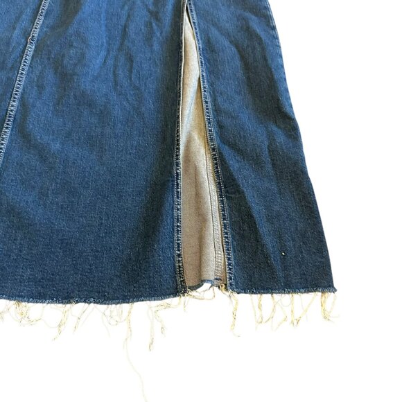 Zara Strapless Denim Dress Midi Length High Slit Rare Stretch Size Large Women's - Picture 4 of 12